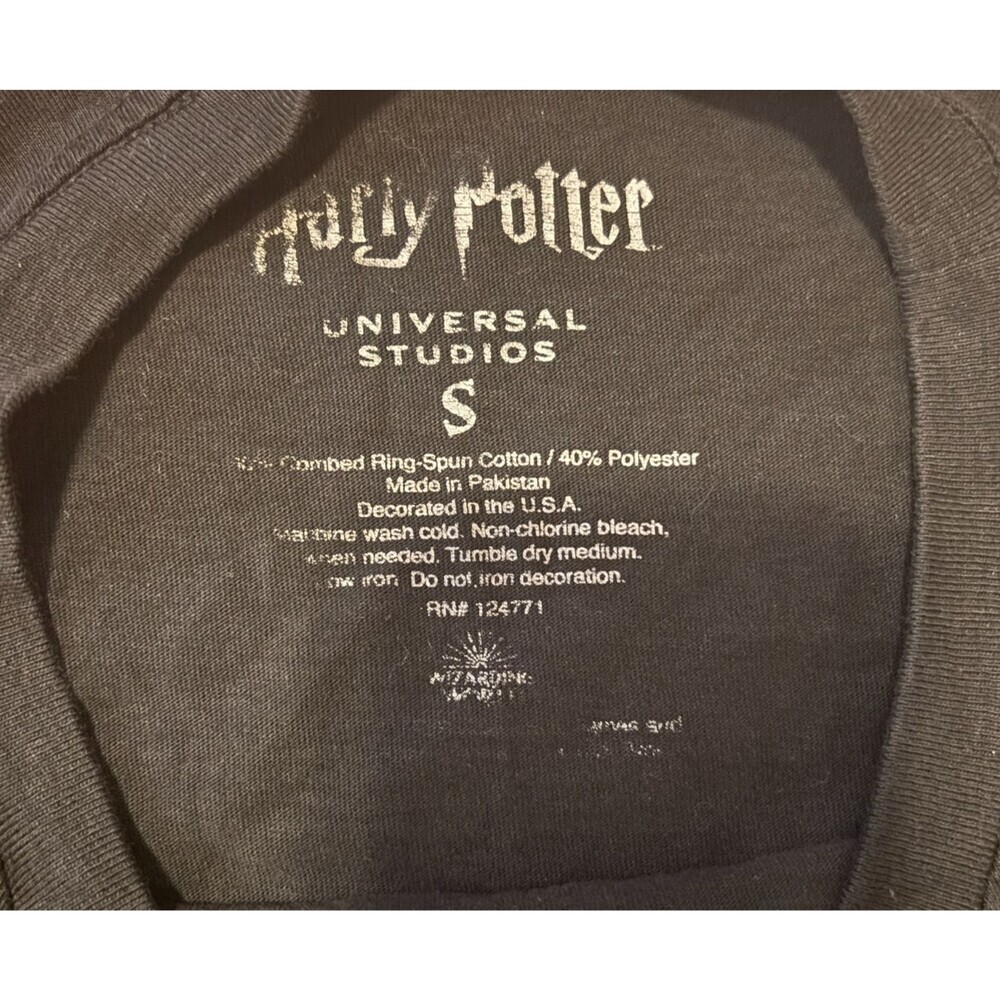 Harry Potter Women's Cropped Top The Deathly Hallows Wizarding World Black Sz S - Picture 4 of 6